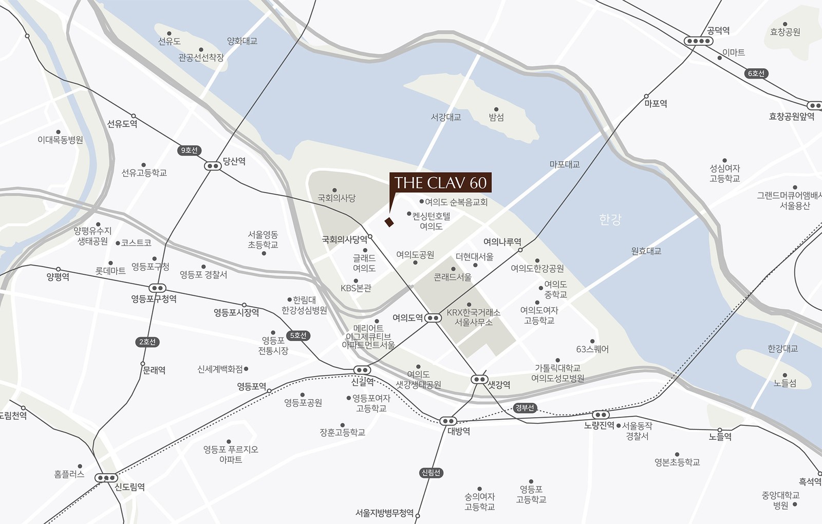 여의도 더클라브60 입지환경 위치도