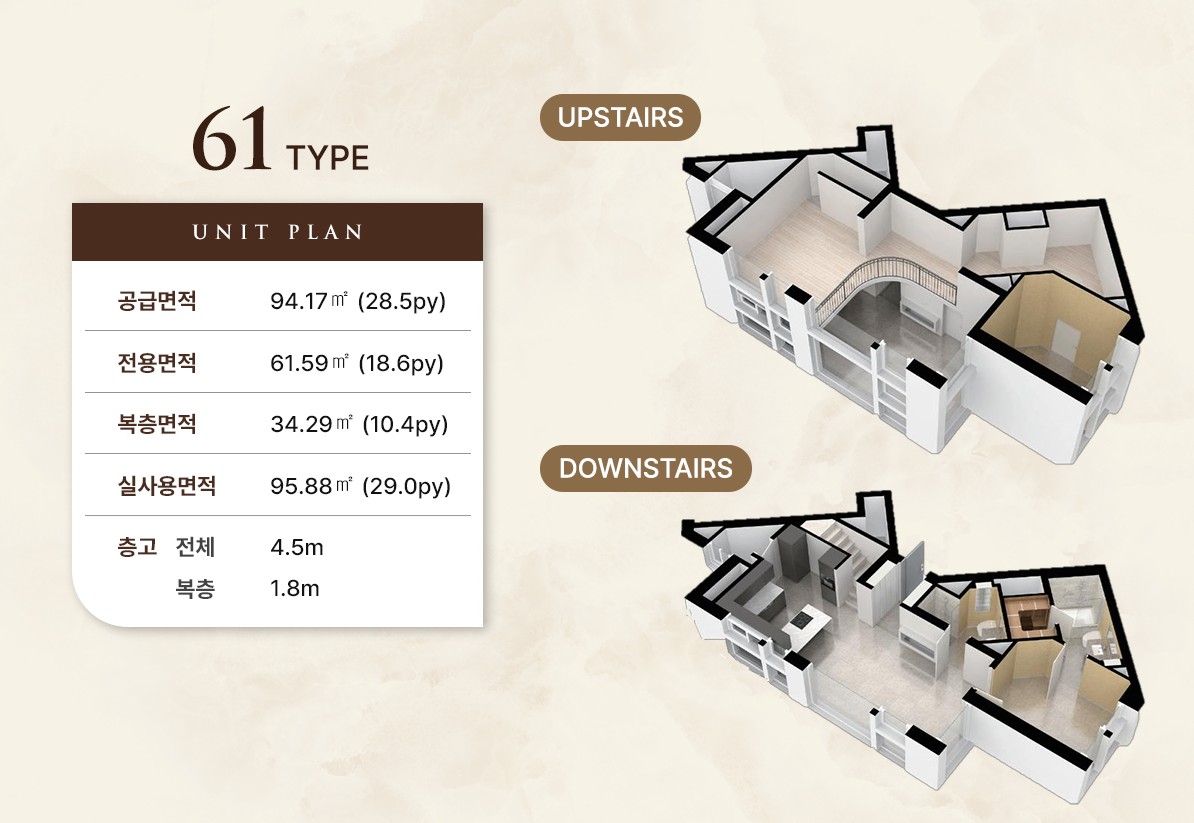 더라움 펜트하우스 전용 61타입 평면도
