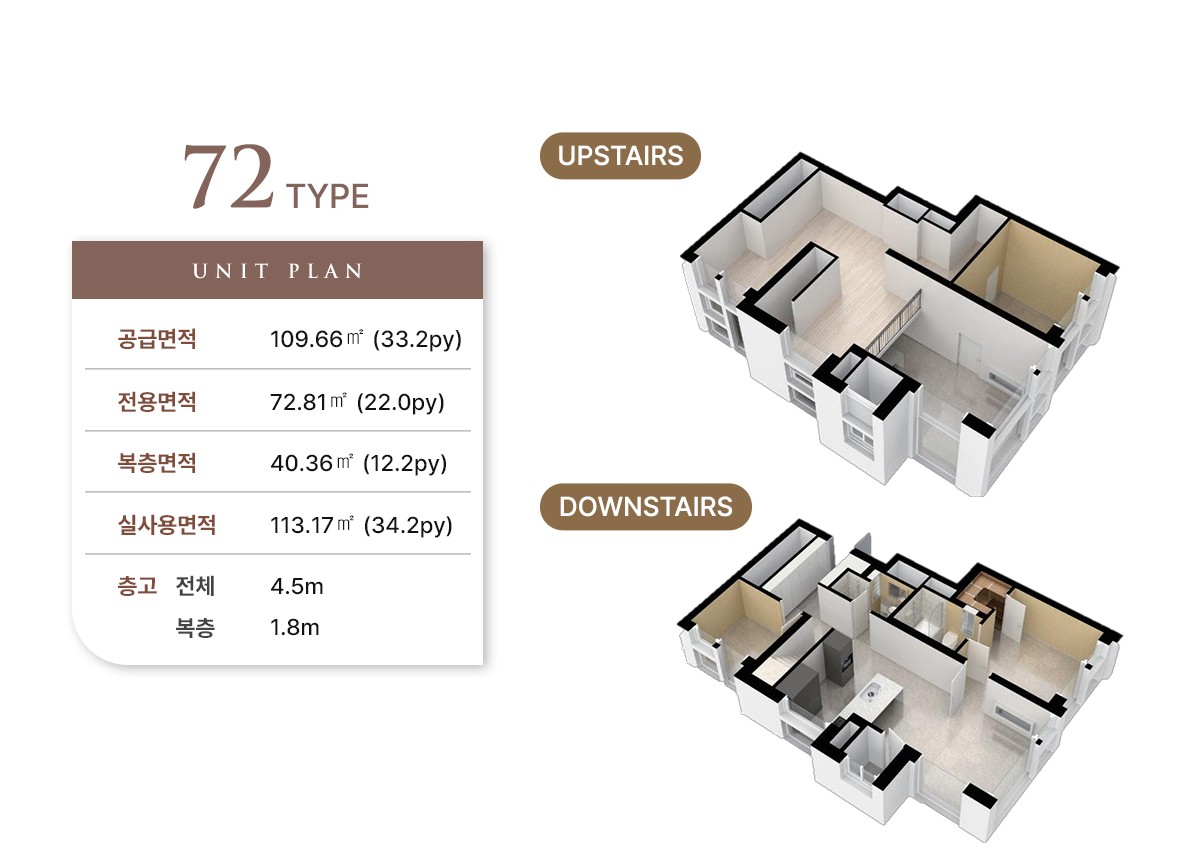 더라움 펜트하우스 전용 72타입 평면도